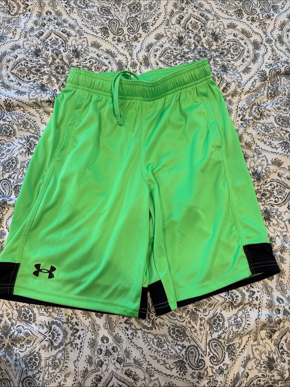 Under Armour Neon Green Men's Athletic Shorts with Black Trim